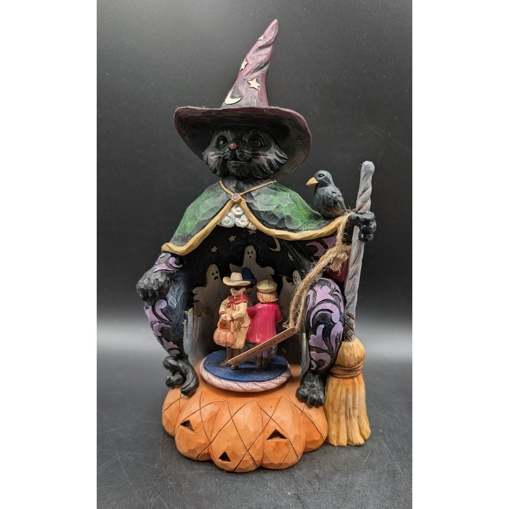 Jim Shore October Nights with Little Frights Black Cat Witch Figurine Untested